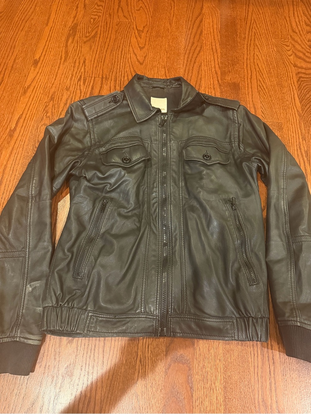Diesel Black Lamb Leather Bomber Jacket Size L